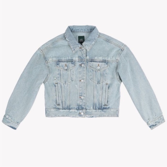 SOLD - Wild Fable Cropped Denim Trucker Jacket Women’s Large Light Blue - Picture 8 of 11